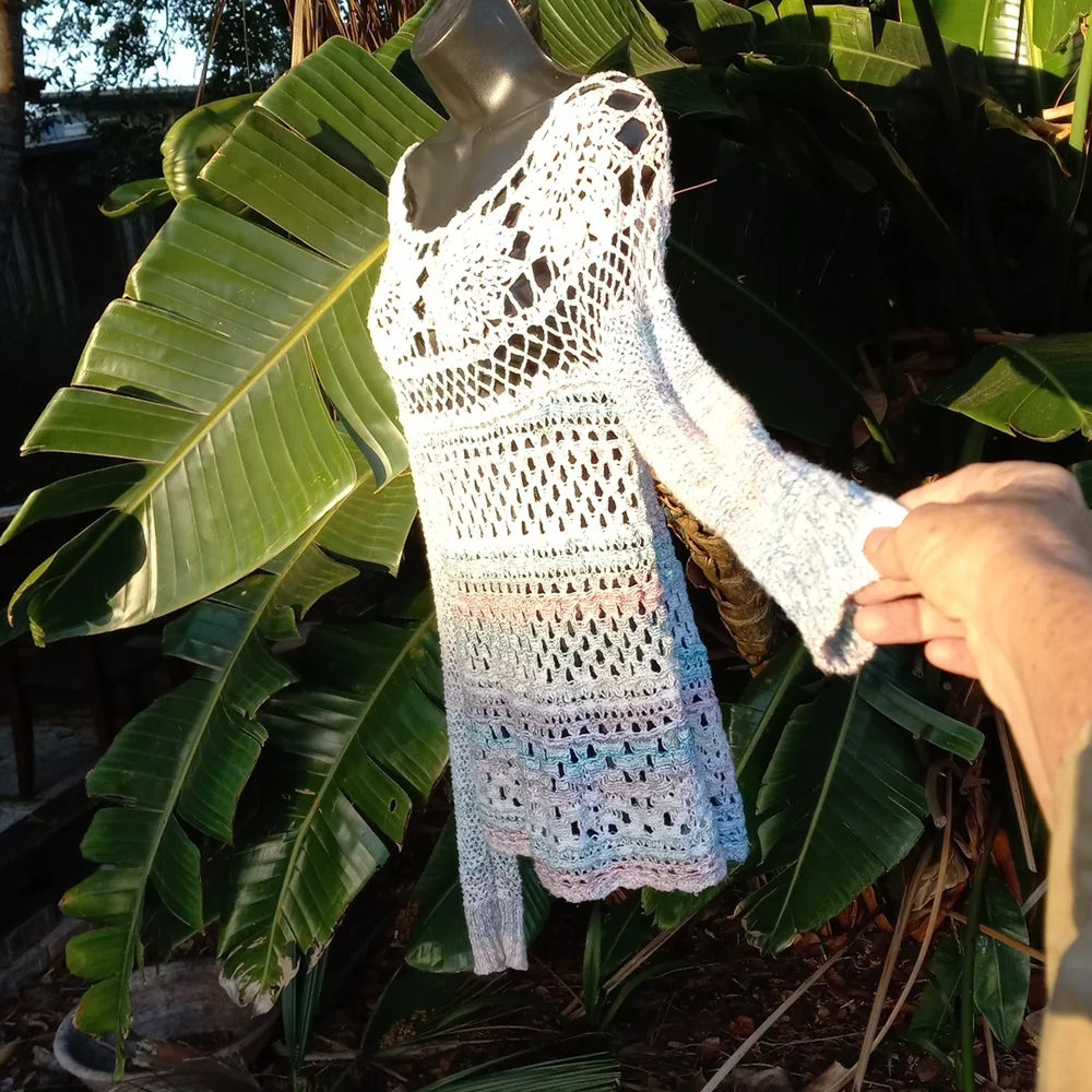 Free People crochet boat neck or off shoulder top